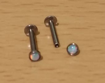 Tragus Ring White Fire Opal, 16g, 6mm and 8mm, Tragus, Helix, Carilage, Ear, Triple helix, Barbell Forward Helix, Sold Single