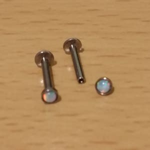 Tragus Ring White Fire Opal, 16g, 6mm and 8mm, Tragus, Helix, Carilage, Ear, Triple helix, Barbell Forward Helix, Sold Single
