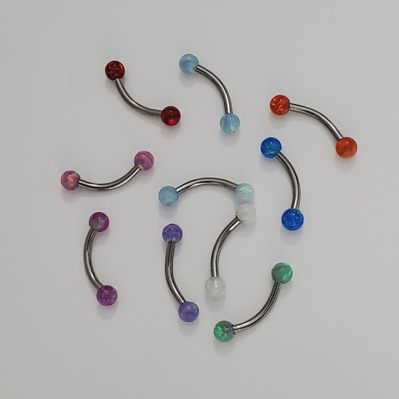 Invisible Clear Plastic Curved Barbell. Transparent In Colour Ear, Lip, Eyebrow Piercing For Work Or School. Acrylic Post With Screw On End - Foto 9