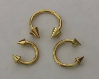 14g 16g 18g, 8mm or 10mm 3/8", Circular Barbell, Spikes, Cones, Yellow Gold Color, Septum Ring, Body Jewelry, Nipple, Lobe, Ears, Septum