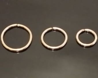 Gold 20g Nose Ring, 20g Seamless, Nose Hoop, 6mm 8mm 10mm - Also Fits - Tragus, Cartilag,e Helix, Septum, Earring Small Tiny Catch less