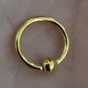 Gold Captive Beard Rings with Steel Ball CBR 18g 16g 14g Surgical Stainless Steel, Many Sizes Available