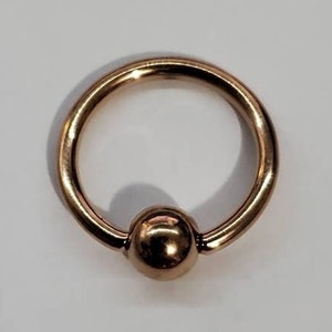 Rose Gold Captive Beard Rings with Steel Ball CBR 18g 16g 14g Surgical Stainless Steel, Many Sizes Available Titanium PVD