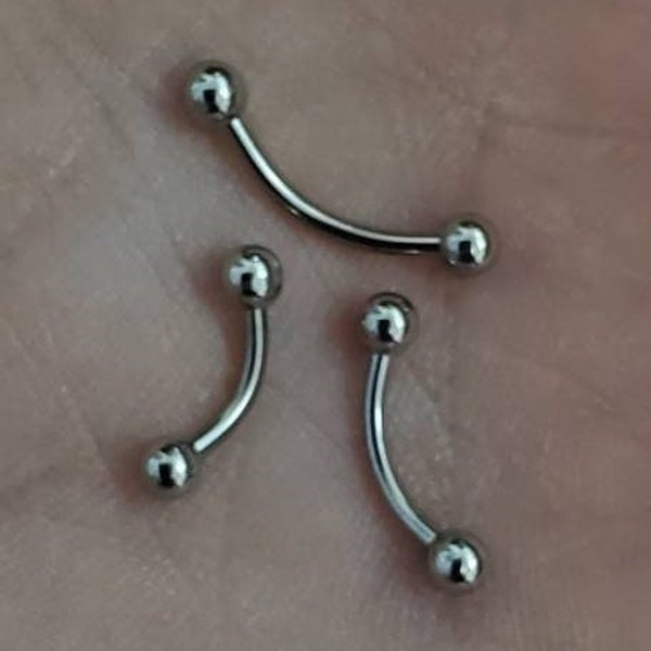 Eyebrow Ring Surgical Steel, Eyebrow Jewelry, Eyebrow Piercing, Eyebrow Barbell, 18g 16g 14g, 6mm, 8mm, 10mm, 3mm Balls. Sold Single