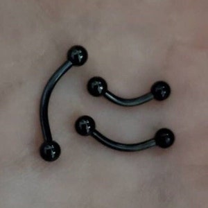 Black Eyebrow Ring, Eyebrow Jewelry, Eyebrow Piercing, Eyebrow Barbell, 18g 16g 14g, 6mm, 8mm, 10mm, 3mm Balls.