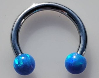 Opal, 16g 10mm 3/8", Circular Barbell, Septum Ring, Surgical Steel, 16 Gauge Septum Ring, Ice White, Blue, Purple, Magenta, Pink, Green