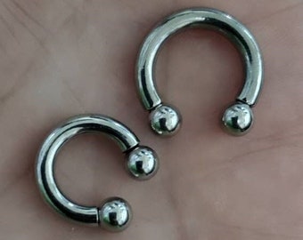 12g 10g 8g 6g Externally Threaded Heavy Gauge Circular Barbells, 10mm 12mm 14mm 16mm Horseshoe Horse Shoe