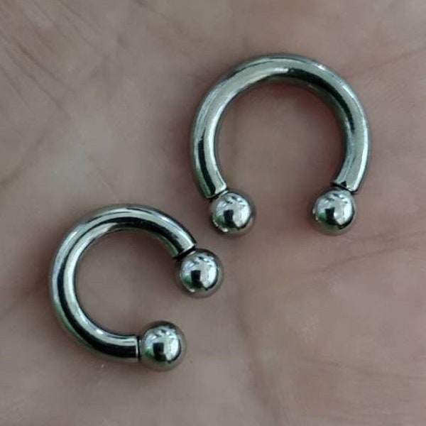 12g 10g 8g 6g Externally Threaded Heavy Gauge Circular Barbells, 10mm 12mm 14mm 16mm Horseshoe Horse Shoe
