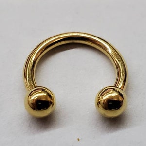 18g 16g 14g, 10mm 3/8", Circular Barbell, Yellow Gold ,Septum Ring, Body Jewelry, 16g Gauge Septum Ring