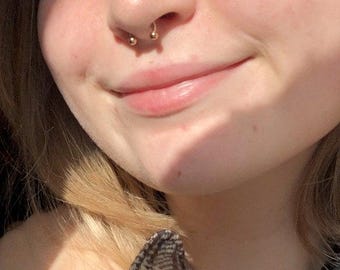 18g SEPTUM HORSESHOE Surgical Stainless Steel U Shape  6mm 1/4" Diameter Hand Bent 3mm balls Retainer, Rose Gold Titanium PVD