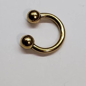 20g 18g 16g 14g SEPTUM Horseshoe Tight Fit, 6mm 1/4", 3mm balls, Stainless, Rose Gold, Gold, Black, Circular Barbell, Small, Tiny