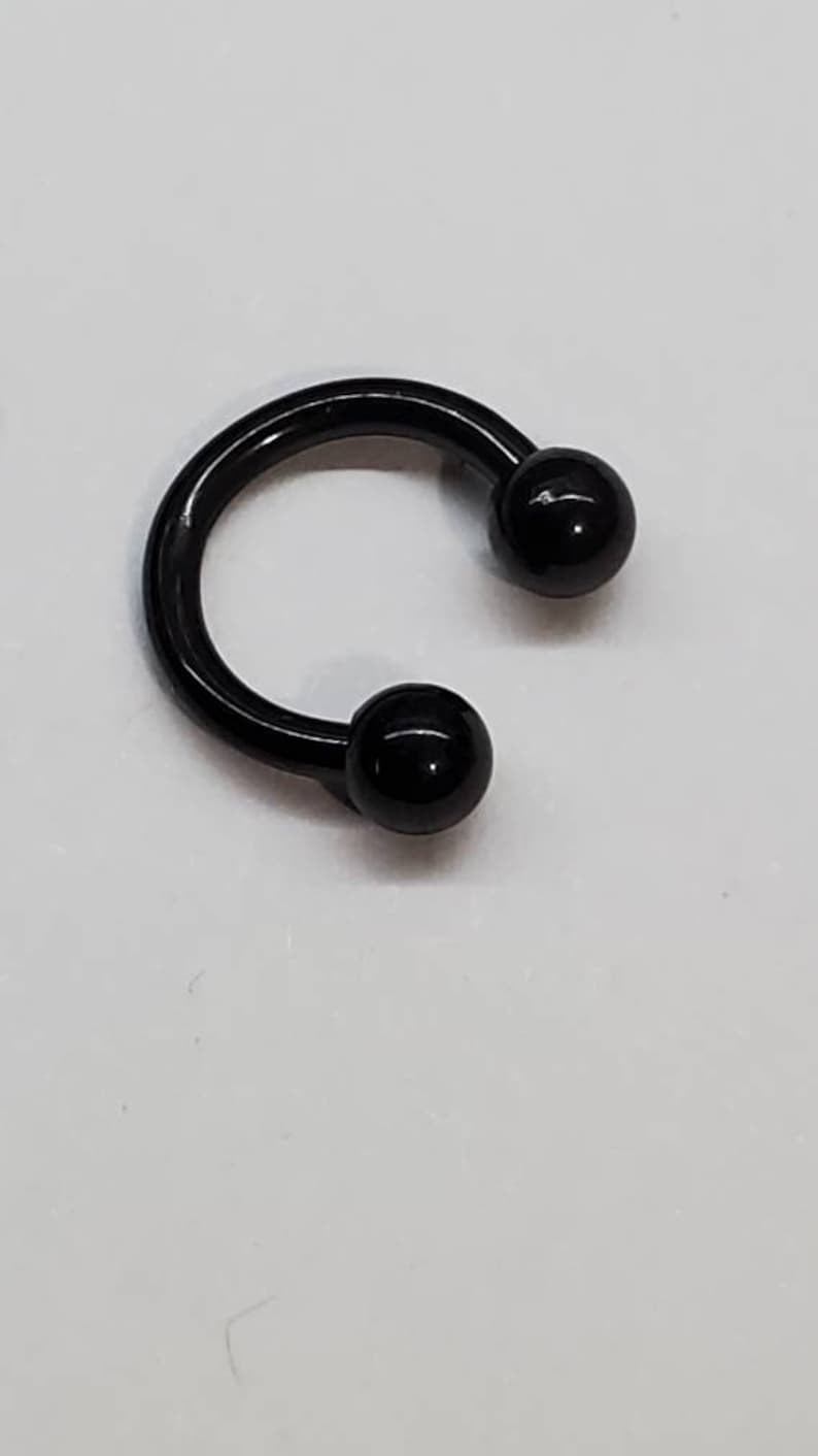 20g 18g 16g 14g SEPTUM Horseshoe Tight Fit, 6mm 1/4", 3mm balls, Stainless, Rose Gold, Gold, Black, Circular Barbell, Small, Tiny