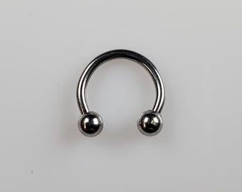 16g SEPTUM Ring, Surgical Stainless Steel, 12mm 1/2" Diameter Hand Bent 3mm or 4mm balls, Circular Barbell, Horseshoe, Septum