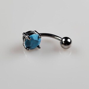 14g 10mm Turquoise Semi Precious Stone, 316L Stainless Steel, Belly Ring, Navel Ring, Body Jewelry, Piercing