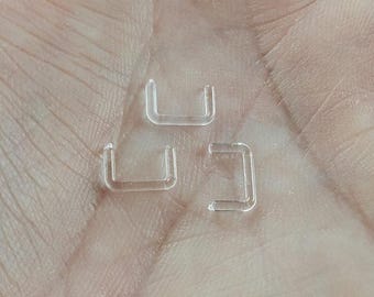 Septum Retainer 16g Clear - Quantity of 3 Total - 6mm, Hide Septum Piercing, No See, For Work, Clear Retainer, Clear Septum Retainer