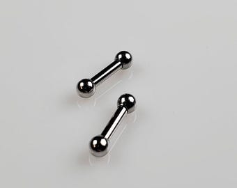 14g Barbell 1/4" 6mm 3mm Balls, Straight Barbells, Sold Single, Septum, Helix, Cartilage, Tragus, Ear