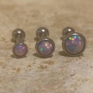 Purple Opal, 16g 6mm, Triple Forward Helix, Tragus, Helix, Carilage, Ear, Triple helix, Barbell