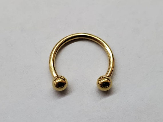 The Hole Experience 14g Yellow Gold Barbell – Septum, Ear, Nipple, Industrial – Surgical Steel (Various Lengths) – Handmade USA
