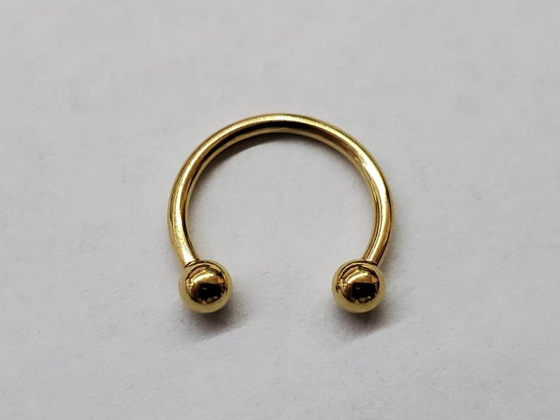 18g 16g 14g, 10mm 3/8", Circular Barbell, Yellow Gold ,Septum Ring, Body Jewelry, 16g Gauge Septum Ring