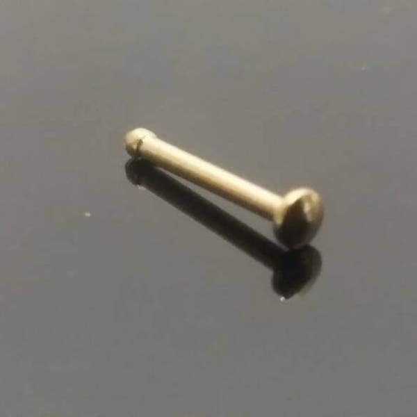 20g or 18g Nose Bone, Dome Flat Ball, Very Tiny, 2mm Flat ball, Gold Titanium Over 316L Stainless Steel, Nose Jewelry, Gold, Nose Stud