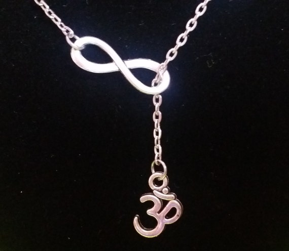 SALE Om Necklace Lariat Infinity Y Hinduism Buddhism Jainism Karma