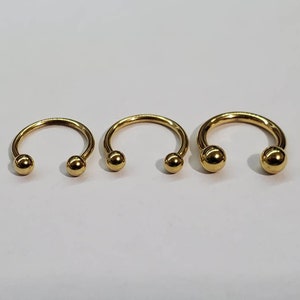 18g 16g 14g, 10mm 3/8", Circular Barbell, Yellow Gold ,Septum Ring, Body Jewelry, 16g Gauge Septum Ring