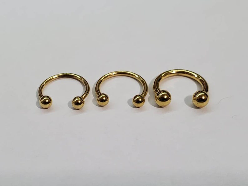 18g 16g 14g, 10mm 3/8", Circular Barbell, Yellow Gold ,Septum Ring, Body Jewelry, 16g Gauge Septum Ring