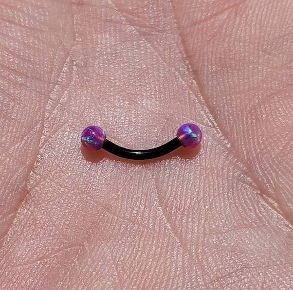 Magenta Opal Eyebrow Ring Black Bar Eyebrow Jewelry Eyebrow Piercing Eyebrow Barbell 18g 16g 6mm 8mm 10mm 3mm Balls. Etsy Canada