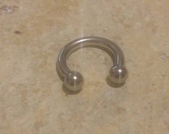 12g SEPTUM Ring, Surgical Stainless Steel, 10mm 3/8" Diameter Hand Bent 4mm balls, Circular Barbell, Horseshoe, Septum