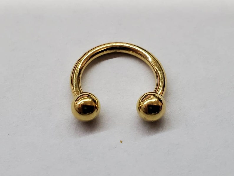 18g 16g 14g, 10mm 3/8", Circular Barbell, Yellow Gold ,Septum Ring, Body Jewelry, 16g Gauge Septum Ring