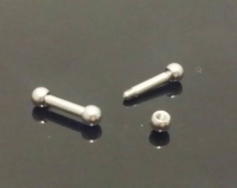 14g Barbell 1/4" 6mm 3mm Balls, Straight Barbells, Sold Single, Septum, Helix, Cartilage, Tragus, Ear