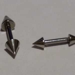 16g Septum Barbell - Cones, Spikes, 3mm 4mm 5mm - Length 6mm 8mm 10mm Long High and Tight
