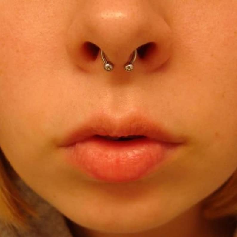 20g 18g 16g 14g SEPTUM Horseshoe Tight Fit, 6mm 1/4", 3mm balls, Stainless, Rose Gold, Gold, Black, Circular Barbell, Small, Tiny