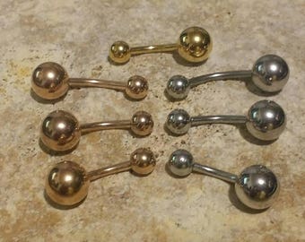 14g 3/8&quot;, 8mm, 10mm, 12mm, Rose Gold. Stainless Steel, Yellow Gold, Gold,  Belly Button Ring, Belly Ring, Navel Ring, Body Jewelry, Piercing