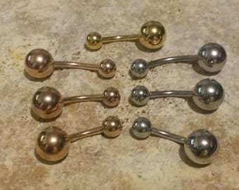 14g 3/8", 8mm, 10mm, 12mm, Rose Gold. Stainless Steel, Yellow Gold, Gold,  Belly Button Ring, Belly Ring, Navel Ring, Body Jewelry, Piercing