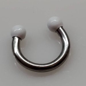 White Pearl, 18g 8mm 5/16&quot;, Circular Barbell, Septum Ring, Surgical Steel, 18 Gauge Septum Ring, Pearl