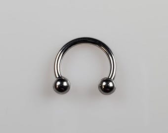 Internally Threaded, Circular Barbell, 16g x 8mm x 3mm Balls, Horseshoe, Septum, Daith, Rook, Ear, Cartilage, Helix