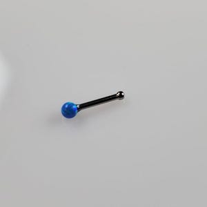 20g, Nose Bone, Nose Ring, Tiny, Ball, Fire Blue Opal, 2mm ball, 316L Stainless Steel, Nose Jewelry, Nose Stud