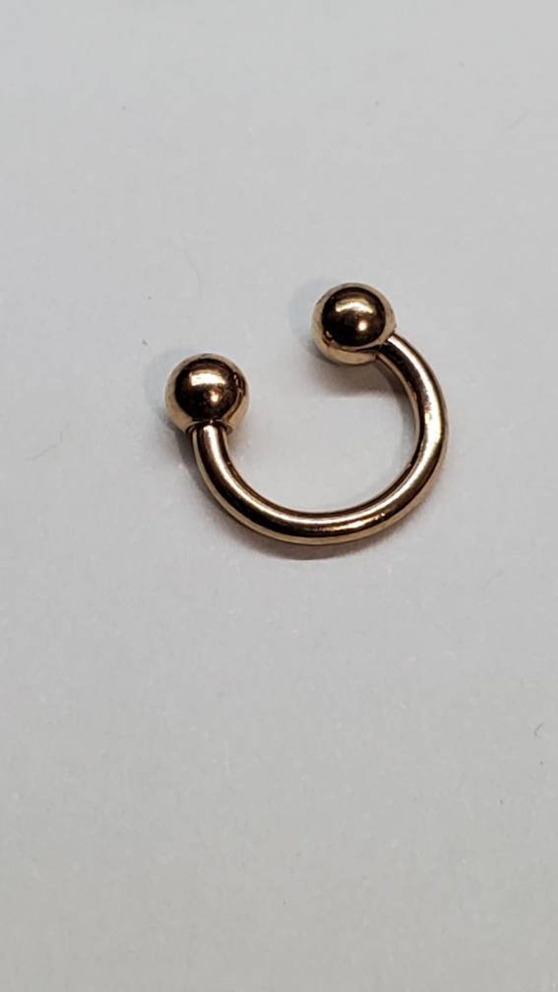 20g 18g 16g 14g SEPTUM Horseshoe Tight Fit, 6mm 1/4", 3mm balls, Stainless, Rose Gold, Gold, Black, Circular Barbell, Small, Tiny