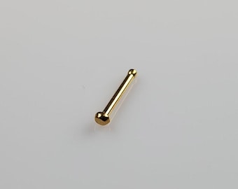 20g or 18g Nose Bone, Dome Flat Ball, Very Tiny, 2mm Flat ball, Gold Titanium PVD 316L Stainless Steel, Nose Jewelry, Gold, Nose Stud