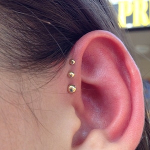 Helix Triple Forward 14g, 16g, 18g,  x 1/4 6mm, 2mm 3mm 4mm 5mm Tight fit Labret Studs Set of 3 Titanium PVD