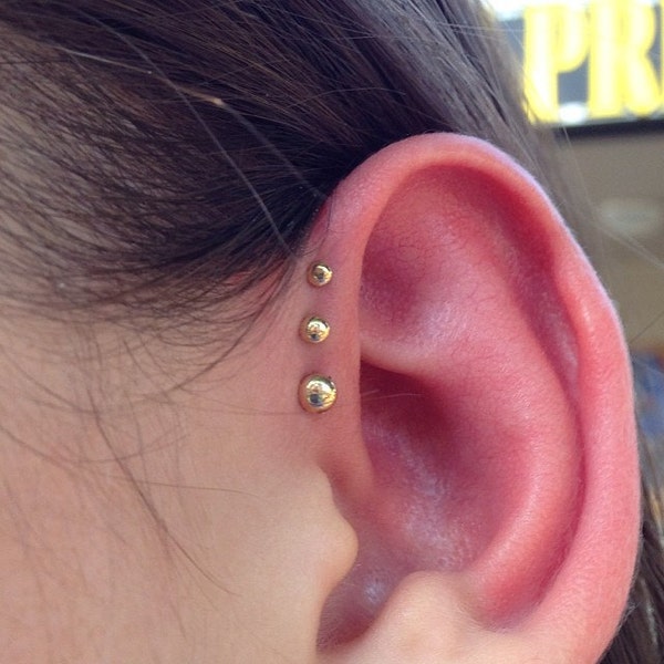 Helix Triple Forward 14g, 16g, 18g,  x 1/4 6mm, 2mm 3mm 4mm 5mm Tight fit Labret Studs Set of 3 Titanium PVD