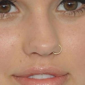 20g  Seamless Hoop Plated Rose Gold Nose Ring 6mm 8mm 10mm - Also Fits Tragus Cartilage Helix Earring Small Tiny Catch less