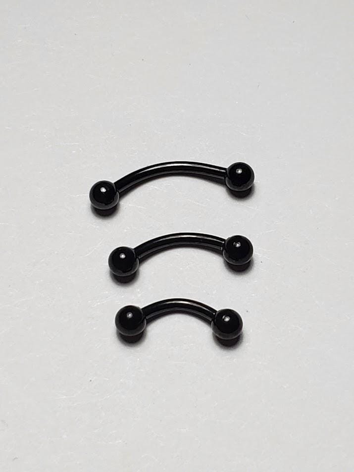 Black Eyebrow Ring, Eyebrow Jewelry, Eyebrow Piercing, Eyebrow Barbell, 18g 16g 14g, 6mm, 8mm, 10mm, 3mm Balls. Titanium PVD