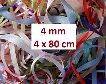 Leftovers 4mm Silk Ribbons - 4 x 80cm