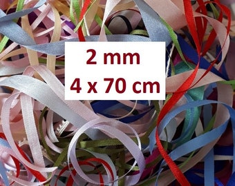 Leftovers 2mm Silk Ribbons - 4 x 70cm