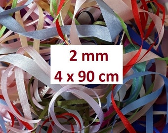 Leftovers 2mm Silk Ribbons - 4 x 90cm