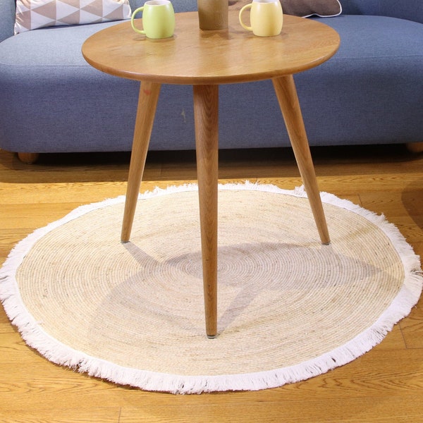 CUSTOM round beige woven seagrass rug  with tassels straw floor mats rugs handmade round bedroom area mat straw tatami mat  custom yoga mat