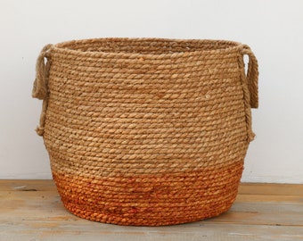 Chic rustic braided straw basket with handles straw plant holder straw storage Basket laundry basket   laundry basket/sChristmas