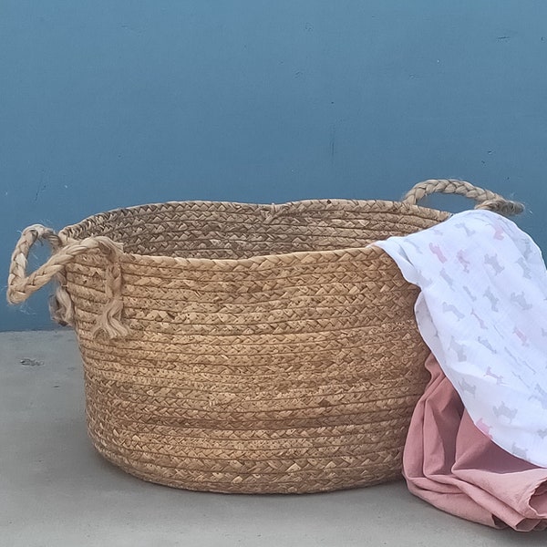 Nordic creative large laundry basket with jute handles home storage basket huge Khaki laundry basket  toy organization wedding gift AUCCRA